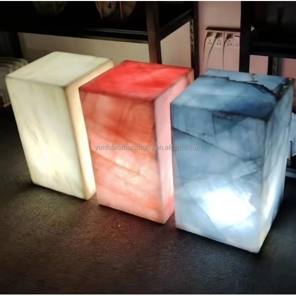 Modern Translucent Crystal Pink Onyx Slab Stone Lamps for Backlit Wall Background Panel