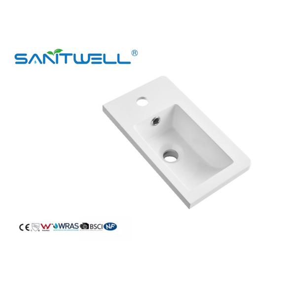 Quality SWBG400MM Various Size Customized Stone Resin Basins Popular Market Glossy White Rectangle Shape Cabinet Basins wholesale