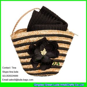 China LUDA mini straw handbag fashoin stripe children shoulder straw bag on sale