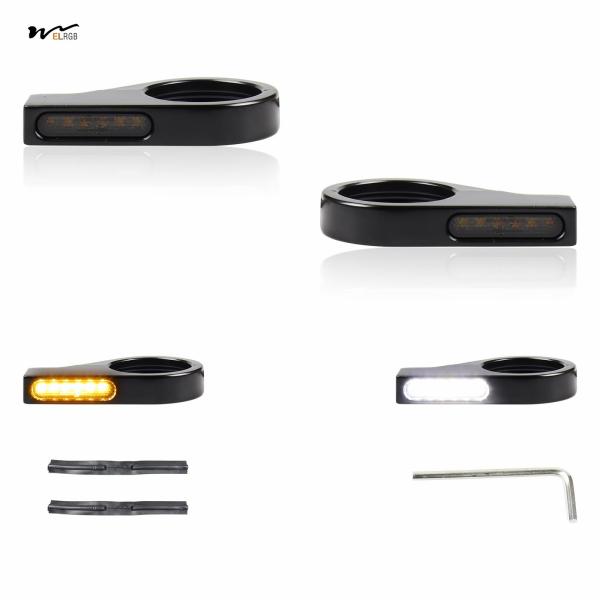 12 Ounces Motorcycle Front Fork LED Turn Signals with Amber Blinkers and