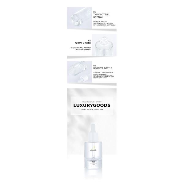 OEM/OEM service transparent matte 30ml liquid essential oil hair dropper bottle