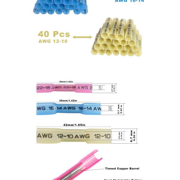 Green Heat Shrink Wire Butt Connectors , Crimp Connector Kit 100 Red 60 Blue 40 Yellow