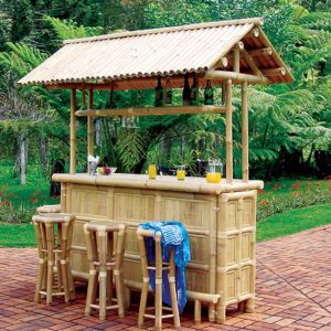 Beach Entertainment Waterproof Bamboo Tiki Bar 2 4 Bamboo Stool With Back