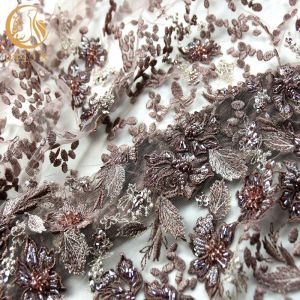 MDX 3D Elegant Lace Fabric / Embroidered Lace Fabric Customized