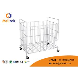 Cheap Supermarket Zinc Metal Wire Mesh Stacking Baskets Easy To Move With Wheels for sale