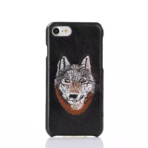 Soft PU&PC Embroidery Blink Eyes Wolf Lion Leopard Tiger Pattern Back Cover Cell