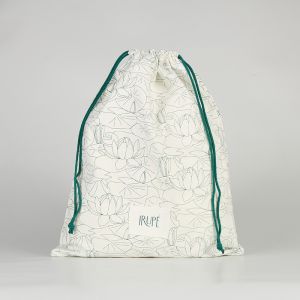 China White Cotton Blue Pattern Printed Reusable Eco Friendly Cotton Drawstring Bag on sale