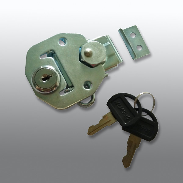 Medium surface latch of wooden case, Keylockable, with keeper plate, zinc