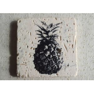 Gifts Plain Stone Coasters , Travertine Square Stone Coasters 10 x 10 cm