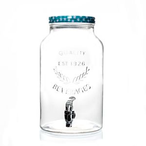 Glass Beverage Dispenser juice dispenser with tap and embossed customs logo