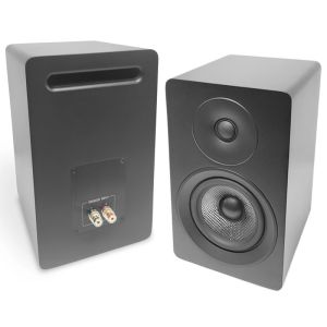 2 Way Stereo Passive Bookshelf Speakers With Bass Port Wooden Home Theater