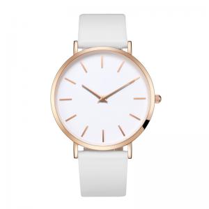 China Ultra Thin 3atm Womens Metal Watches White Genuine Leather Strap on sale