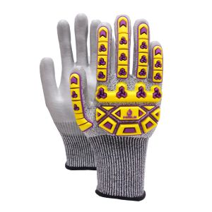 China HPPE Impact Protection TPR Gloves Customized Abrasion Resistant PU Palm Coated Gloves on sale
