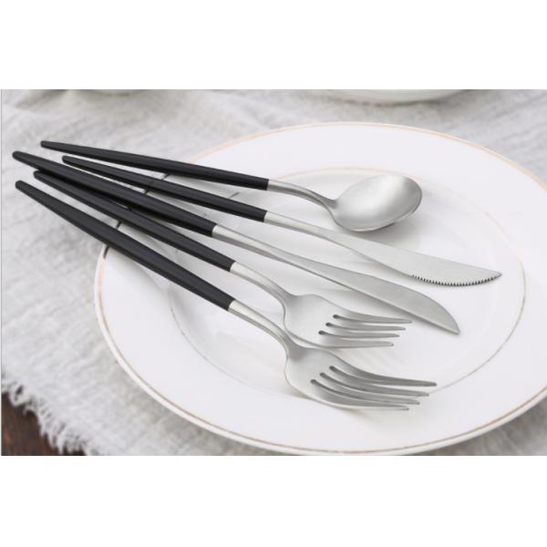 NEWTO High-grade NC099 Black and Silver Stainless Steel Cutlery Set Flatware Set Banquet Tableware