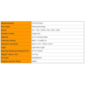 Rotating Bushings Linear Motion Bearings IKO ST5072100UU ST5580100UU