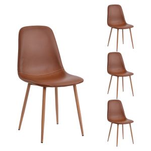 Modern PU Leather Tomile Red Dining Chair Sets Of 4 Wipes Cleann Easily