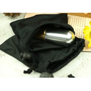 Black Silk Printing Microfiber Sunglass Pouch With Drawstring Stretch Freely