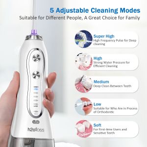 Cordless Water Flosser 3 Modes Dental Teeth Cleaner with USB Charging IPX7