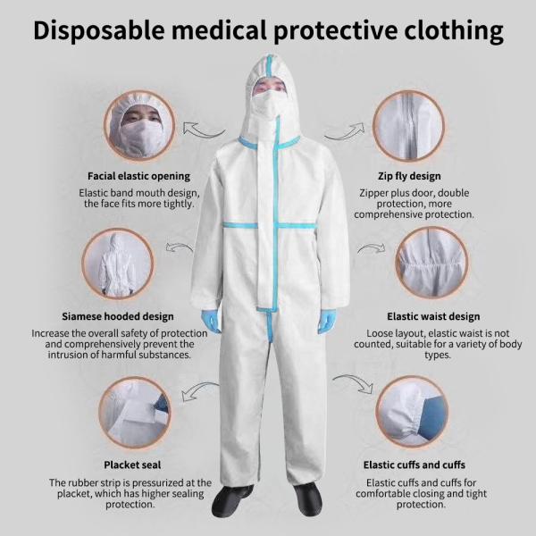 White Anti Virus 60gsm Disposable Protective Clothing
