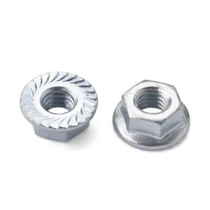 M4 M5 Hex Nut Galvanized Carbon Steel Round Self Locking Hex Flange Nut With
