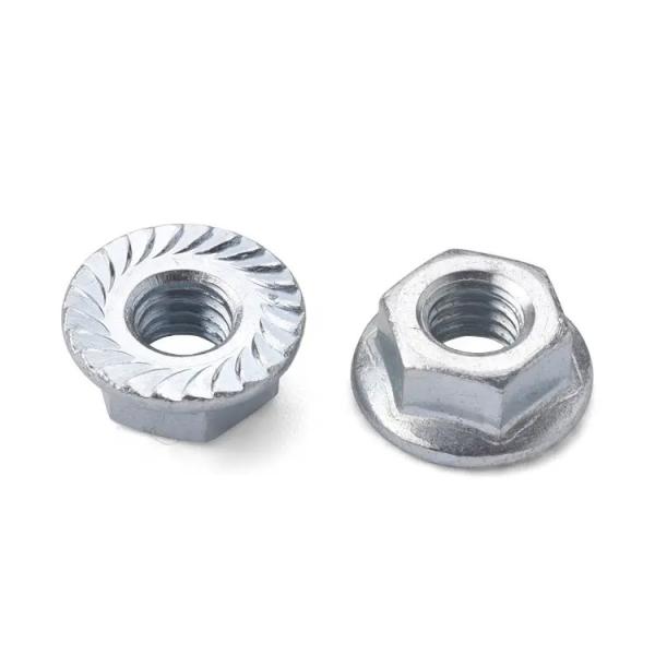 M4 M5 Hex Nut Galvanized Carbon Steel Round Self Locking Hex Flange Nut With
