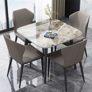 Quartz Stone Tabletop Luxury Wood Dining Table Set OEM ODM