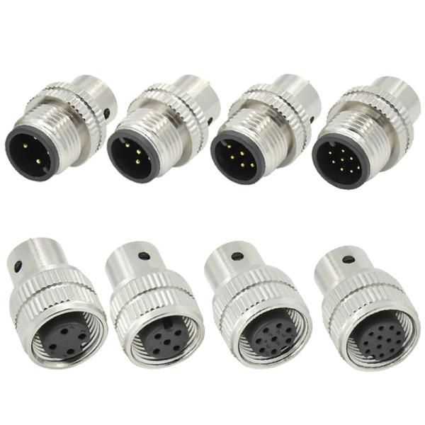 M12 Female Shield Plug Connector 3-17 Pin IP67 Waterproof DIN Standard