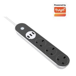 Smart Home UK White&Black Wi-Fi Power Strip 2m Power Adapter Multi Socket Mains