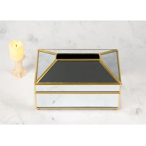 China Geometric glass greenhouse glass golden artifact pumping paper tissue box living bedroom decoration pumping paper box on sale