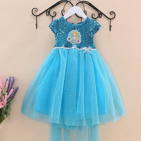 Quality 2016 Frozen series Elsa sequins summer new performance costume dress festival party dress with long cloak wholesale