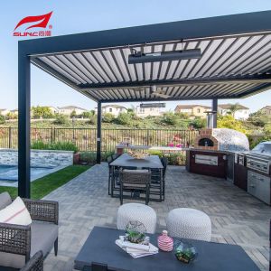 Outdoor Aluminium Alloy 6063 Louvered Pergola With IP67 Testing And Drainage