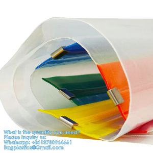 Zipper Pouch Bags, Clear Waterproof Document Bag, Assorted Color File Pockets,
