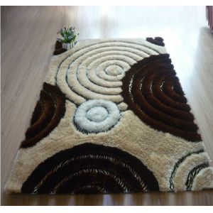 China Circles Leather under Mixed with Polyester Silk Shaggy Carpet and Rug on sale