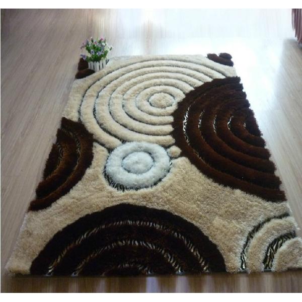 Quality Circles Leather under Mixed with Polyester Silk Shaggy Carpet and Rug wholesale