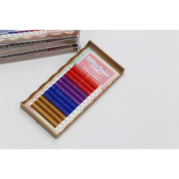 Natural Multi Colored Eyelash Extensions Synthetic Hair Eyelashes 12 Lines / Tray