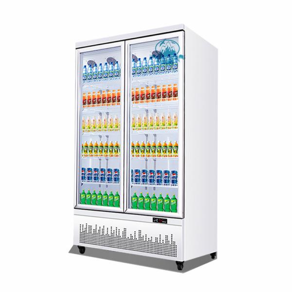 Quality Upright auto-defrosted commercial supermarket glass door refrigerator freezer display for beverage/beer/milk wholesale