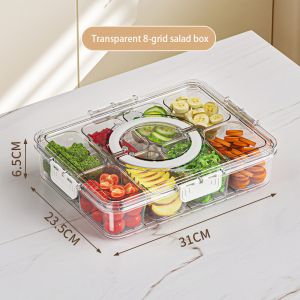 Transparent Plastic 8-divided Lunch Box Storage Box Insurance Container Box