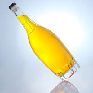 Customization Round Shape Liquor Bottle with Embossed Design and Customized Cork