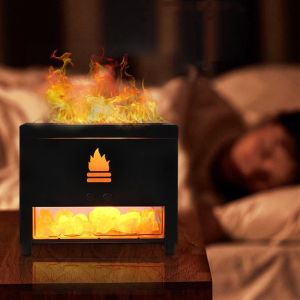 Simulation Closet 3D Flame Aromatherapy Salt Stone Air Humidifier USB Essential