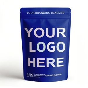 Custom Printed Smell Proof Stand Up Ziplock Mylar Bags 3.5g Resealable Aluminum