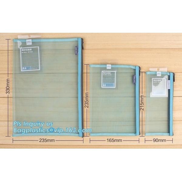 Quality plastic PVC file bag transparent mesh zipper bag waterproofing document bag, A4 A5 A6 transparent zipper file bag pvc me wholesale