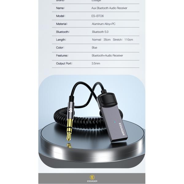 Aux Bluetooth Audio Receiver with 3.5mm Audio Cable 3.5mm Aux Audio Converter 3.5mm Jack