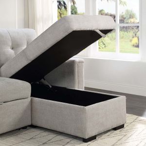 L-Shaped Reversible Sectional Sleeper Sofa with Pull-Out Bed and Storage, Warm