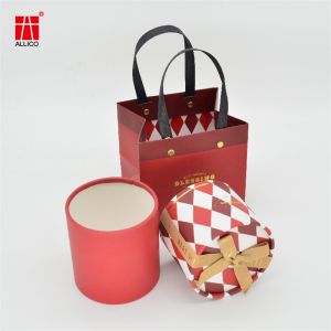 Round 350g 1.5mm Cardboard Gift Boxes With Ribbon Bow On Lid ODM