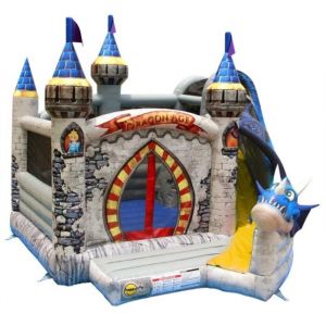 Super Print 0.55mm PVC Tarpaulin Inflatable Dragon Castle For kindergarten