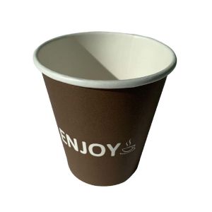 Cheap 10 Oz Disposable Single Wall Coffee Cups Heat Resistant PE Lined Wooden Pulp for sale