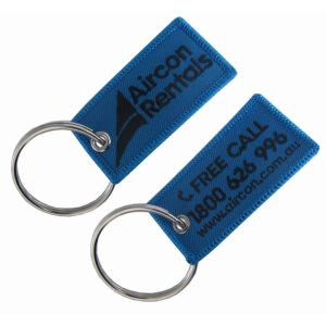 Merrowed Borders Double Sided Twill Embroidery Woven Keychain PMS