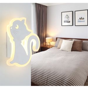 Simple Modern Bedroom Bedside LED Wall Lamp Creative Aisle Lamp cat wall lamp