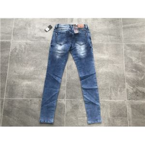 Mid Mottled Wash Stretch Knit Denim Jeans With Matt Silver Trim TW78484