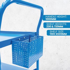 Customized 1200LB 2 Tier Trolley Metal Utility Cart With Double Handle